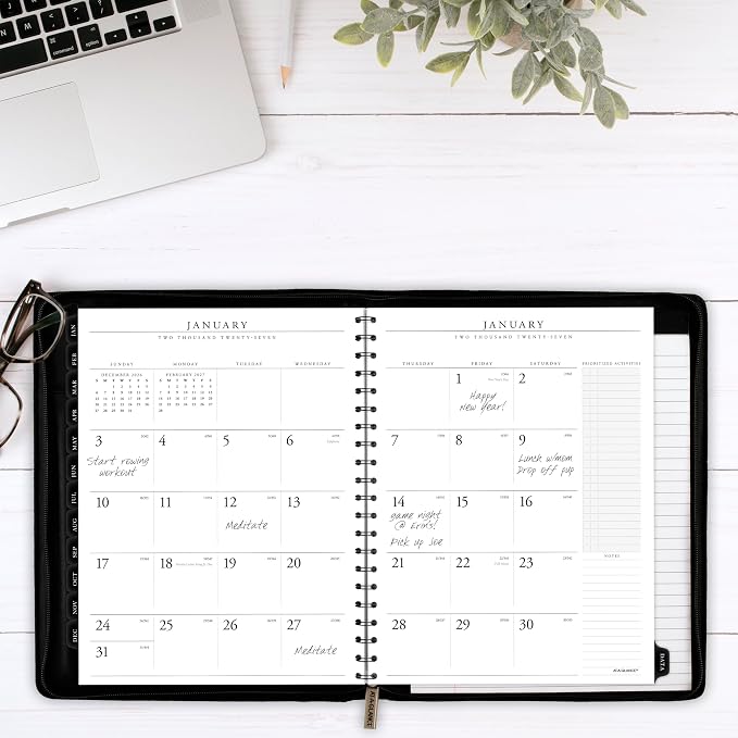 AT-A-GLANCE 2026 Appointment Book Planner, Weekly & Monthly, 8-1/4" x 11", Large, Executive, Zipper, Black (70NX810526)