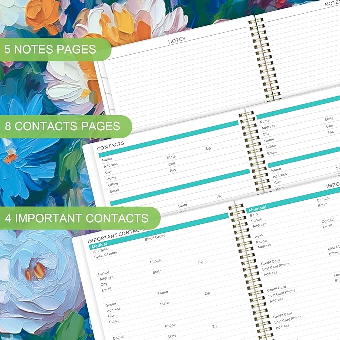 Monthly Planner 2026-2027 - 9" x 11" Large 18 Monthly Planner 2026-2027 (Jul. 2026 - Dec. 2027), 26-27 Monthly Calendar Planner with Twin-wire Binding + Tabs + Back Pocket - Floral