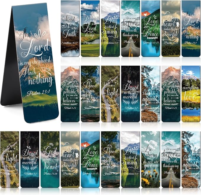 Bible Verse Magnetic Bookmarks - 30 PCs Christian Scripture Inspirational Aesthetic Book Marks Catholic Religious Motivational Book Marker Prayer Page Clips Reading Women Men Church Gifts