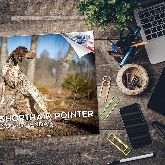 2025 2026 German Shorthair Pointer Calendar - Dog Breed Monthly Wall Calendar - 12" x 18" Open - Thick No-Bleed Paper - Giftable - Academic Teacher's Planner Calendar Organizing & Planning - Made in USA
