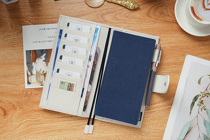 Moterm Leather Cover for Hobonichi Weeks - Fits Hobonichi Weeks/Weeks Mega, with Back Pocket (Pebbled-Cream)