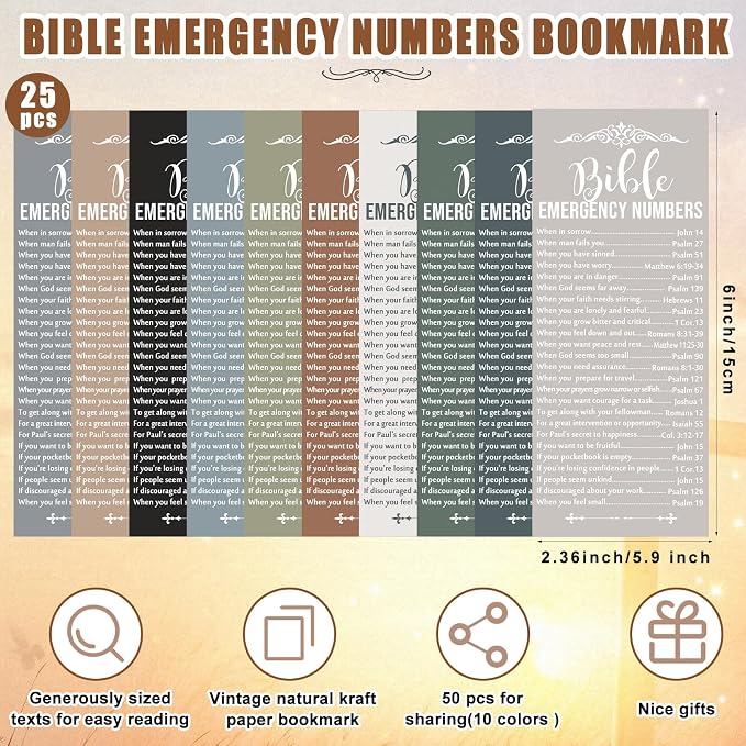 Sinload 25 Set Christian Gift Bulk Bible Emergency Numbers Bookmark with Silicone Keychains Scripture Quote Pen Religious Study Supplies for Mother Day Church Bible Study Group (Boho Color)