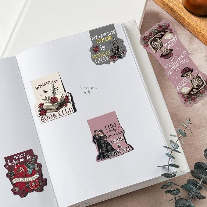 Wxiben Dark Romance Magnetic Bookmark - 8 PCS Gothic Magnetic Bookmarks Skeleton Flower Book Mark Magnets Romantasy Page Marker Clip Gift for for Women Girls Dark Romance Reader Students Teachers