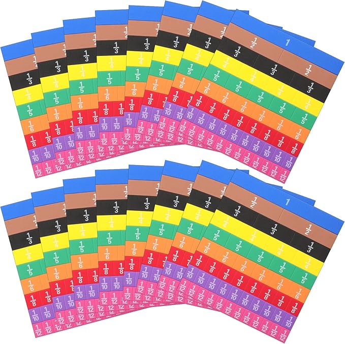 Sayglossy 16 Sets Fraction Tiles Set for Math Classroom Fractions Manipulatives Math Learning Manipulatives for Home School Supplies