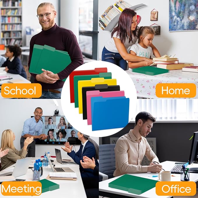 100 Packs File Folders,Green Paper Folder,1/3-Cut Tabs,File Folders Letter Size,8.5x11 Inch File Folder for Office Filing,School Projects and Home,Organizer Documents