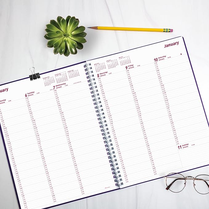 Brownline® 2026 DuraFlex Weekly Planner, Appointment Book, 12 Months, January to December, Twin-Wire Binding, 11" x 8.5", Purple (CB950V.PUR-26)
