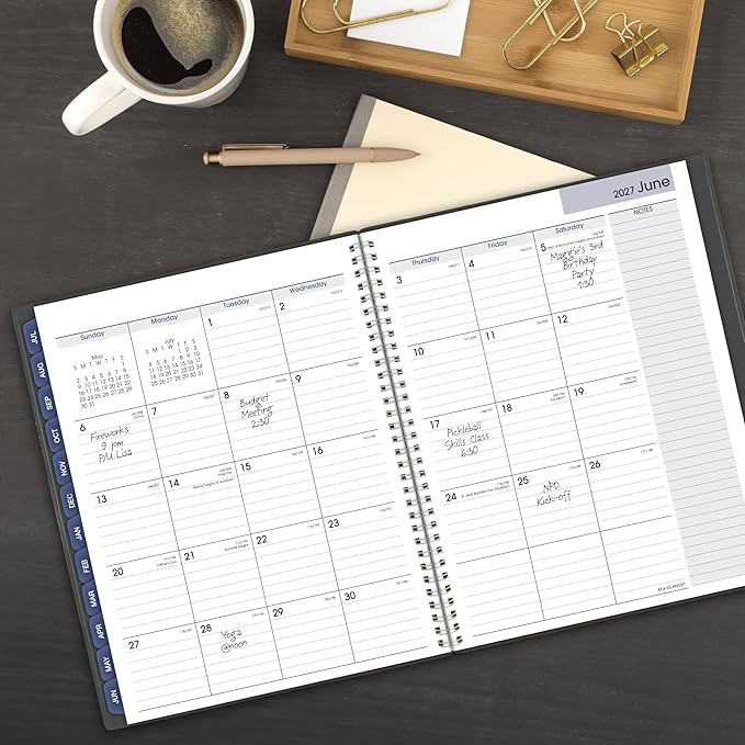AT-A-GLANCE Planner 2026-2027 Weekly & Monthly Academic 12-Month July-June, 8-1/2" x 11", DayMinder, Charcoal (AYC54545)