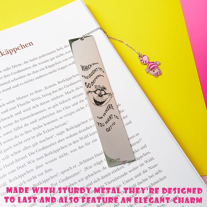 Disney Stitch Bookmarks Stainless Steel for Women Teens Kids Cute Kawaii Bookmark Book Lovers Teacher Appreciation Gifts (Silver Cheshire Cat)