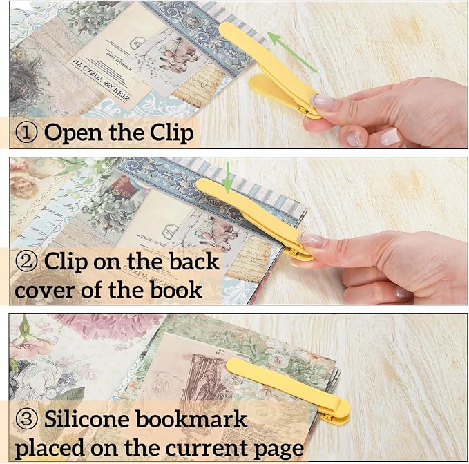 ZAVOOS 12 Pieces Automatic Bookmarks, Silicone Smart Book Marks for Reading Women Men, Cute Unique Book Clips Colorful Page Holder for Book Reading Lover Accessories, 6 Color