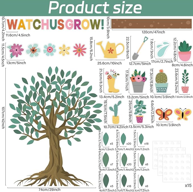 Spring Tree Classroom Decor Floral Tree Bulletin Board Spring Cutouts Border Decorations Classroom Bulletin Board Set Floral Border for Elementary School Flower Style