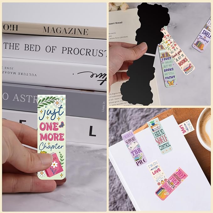 Cute Funny Magnetic Bookmarks for Women: 30 PCS Booklover Magnet Book Mmark Clips with Colorful Design, Bookish Gifts for Reading Women Girls Students Teachers, Book Club Novel Lovers Supplies