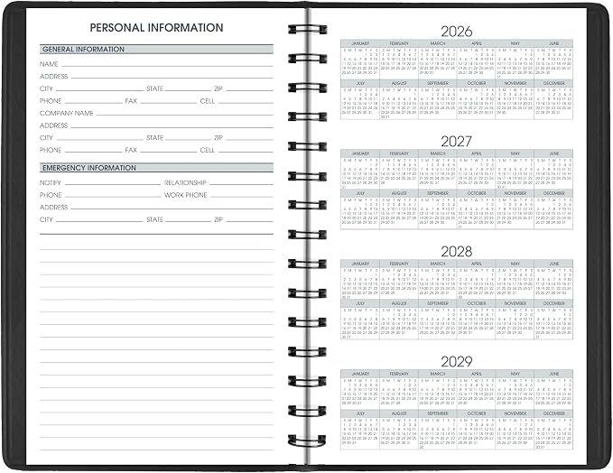 AT-A-GLANCE 2027 Appointment Book Planner, Daily, 5" x 8", 24-Hour, Black (702030527)