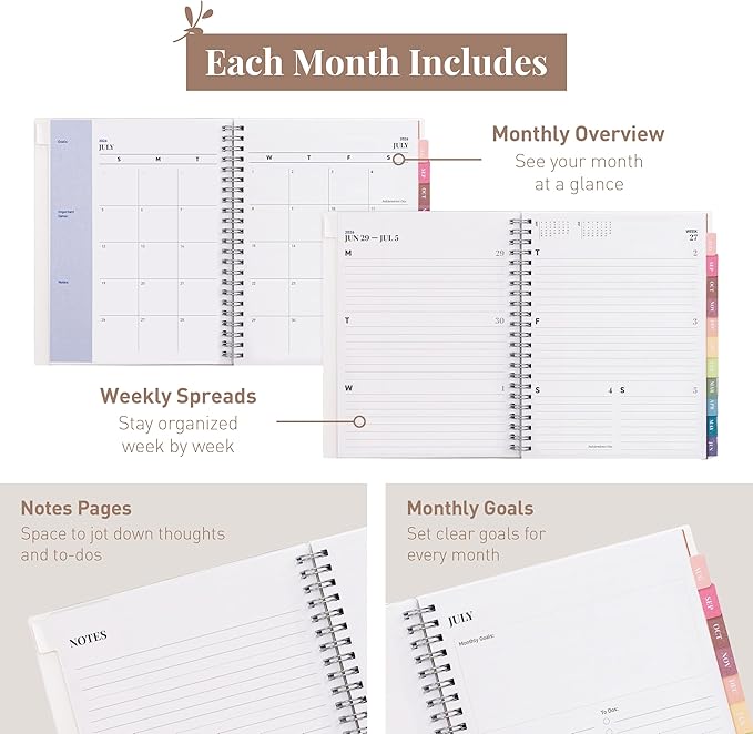 Rileys Academic Planner 2026-2027, Daily, Weekly & Monthly Planner, July 2026 - June 2027, Student Notes Pages, Twin-Wire Binding, Weekly Agenda for School & Work (8 x 6-Inches, Blue)