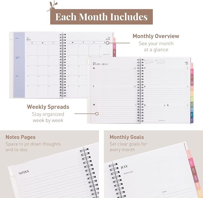 Rileys Academic Planner 2026-2027, Daily, Weekly & Monthly Planner, July 2026 - June 2027, Student Notes Pages, Twin-Wire Binding, Weekly Agenda for School & Work (8 x 6-Inches, Typographic, Blue)