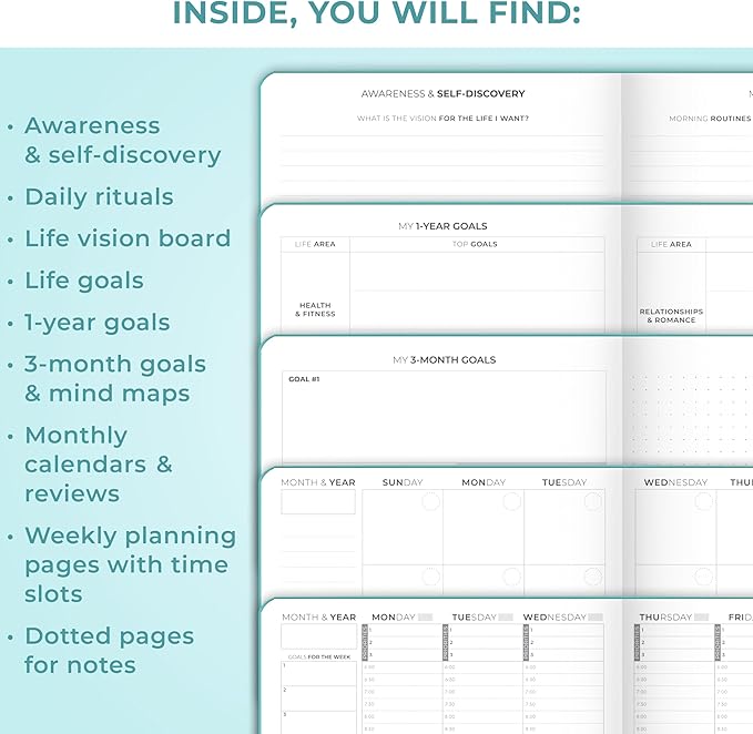 Clever Fox Planner Schedule – Undated Weekly & Monthly Life Planner with Time Slots, Appointment Book & Daily Organizer, A5 (Aquamarine)