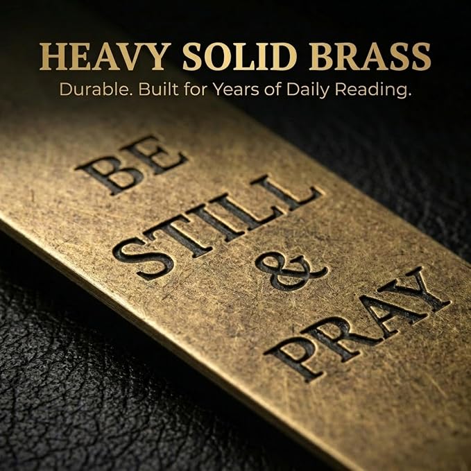 Christian Bible Bookmark – Solid Brass Metal Prayer Bookmark with Cross – “Be Still & Pray” Religious Scripture Gift for Women and Men – Bible Study & Devotional Reading
