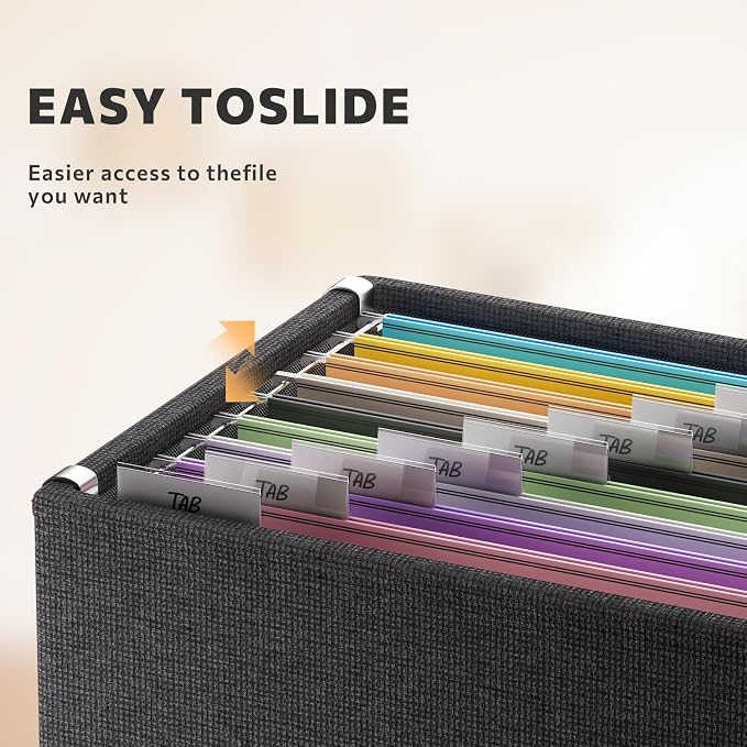 FHSQX File Box with Lid-File Organizer Box Set of 2 Portable Hanging File Box-Decorative Filing Storage Boxes for Office & Home File Cabinet (Black, 14 x 9.3 x 10.9 in (4Pack))