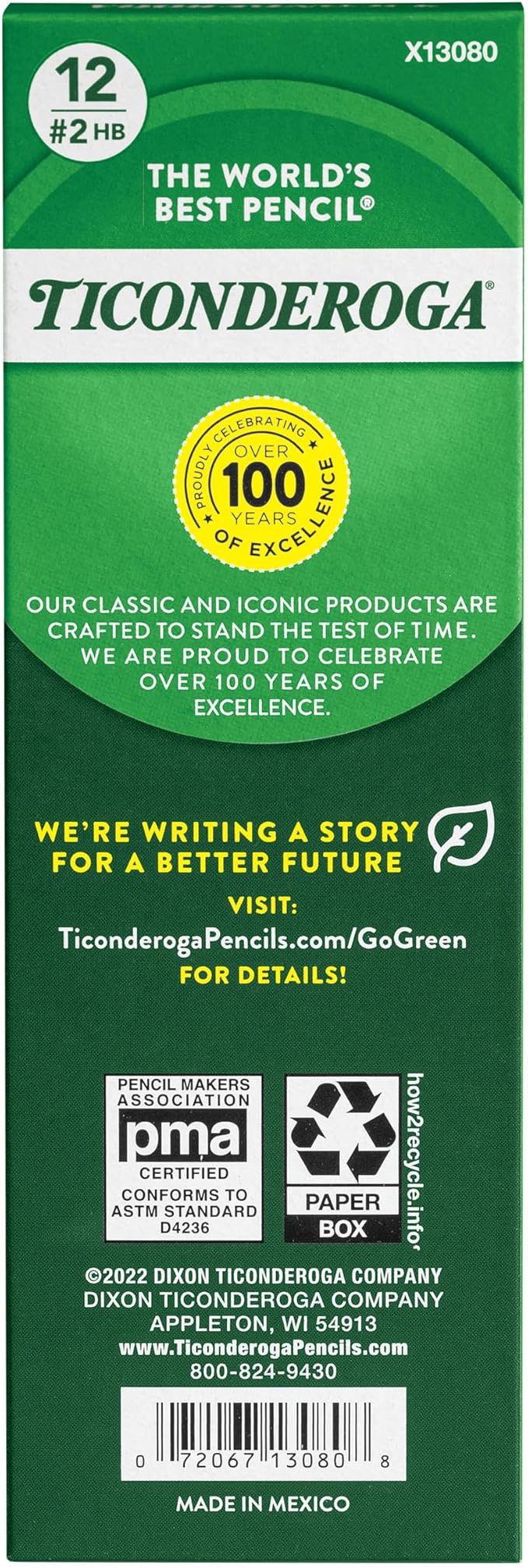 Ticonderoga Beginner Wood-Cased Pencils, 2 HB Soft, Yellow, 12 Count (X13080)