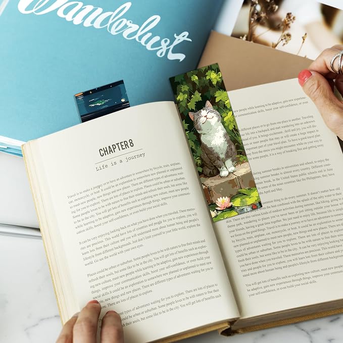 50 Pcs Cat Bookmarks, Oil Painting Paper Page Markers for Men and Women, Aesthetic Reading Accessories, Office and Home Supplies, Holiday Gift Ideas