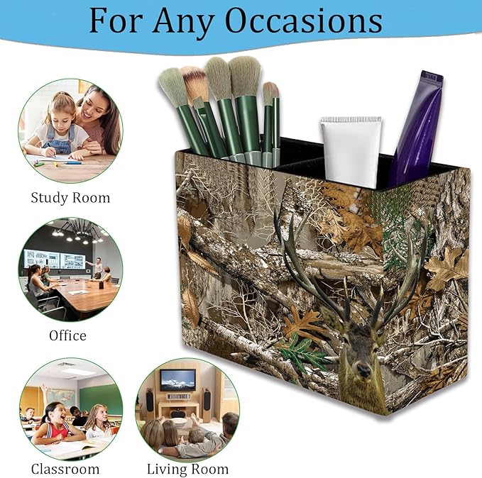 Pen Holder, Pencil Case, Makeup Brush Storage Box, Tableware Storage Box, Suitable for Office Or Home Item Organizing Stand - Camouflage Giraffe