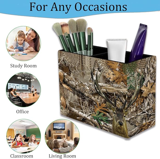Pen Holder and Anti-Slip Mouse Pad Combination, Makeup Brush Storage Box, Tableware Storage Box, Suitable for Office and Home - Camouflage Giraffe