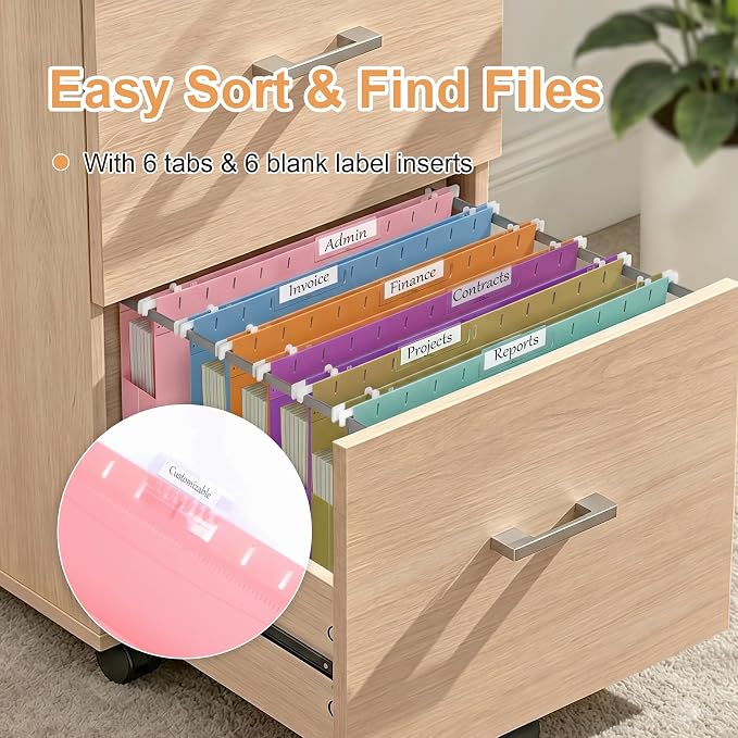 12 Pack Extra Capacity Plastic Hanging File Folders, Heavy Duty 2-Inch Expansion, Reinforced Expanding File Organizer with 1/5-Cut Tabs for Letter Size Documents, Filing Cabinets Desk Drawers