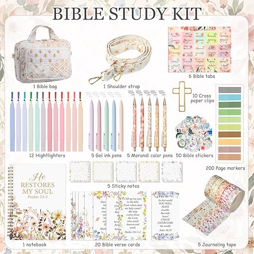 Capoda Bible Cover Case for Women, Bible Tote Bibles Study Supplies with Notebook Highlighters Ballpoint Pen Sticky Notes Scripture Card for Christian Gifts Women Mom Girls (Spliced Flower,Orange)