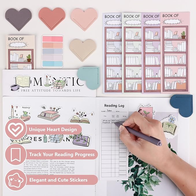 52 PCS Aesthetic Book Annotation Kit 6 Pastel Highlighters and Gel Pens Reading List Bookmarks Sticky Notes Index Tabs Stickers Bible Pages Self-Adhesive Bag for Book Lovers Gifts Book Accessories