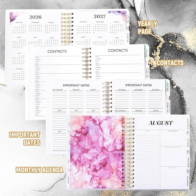 Planner 2026-2027, Large 18 Months Academic Daily Weekly Monthly Planner Yearly Agenda Jan. 2026–June. 2027, 7.9" x 9.8", Page Tabs, Separator Page, Pocket Folder, Bookmark, Stickers, Sticky Note Set