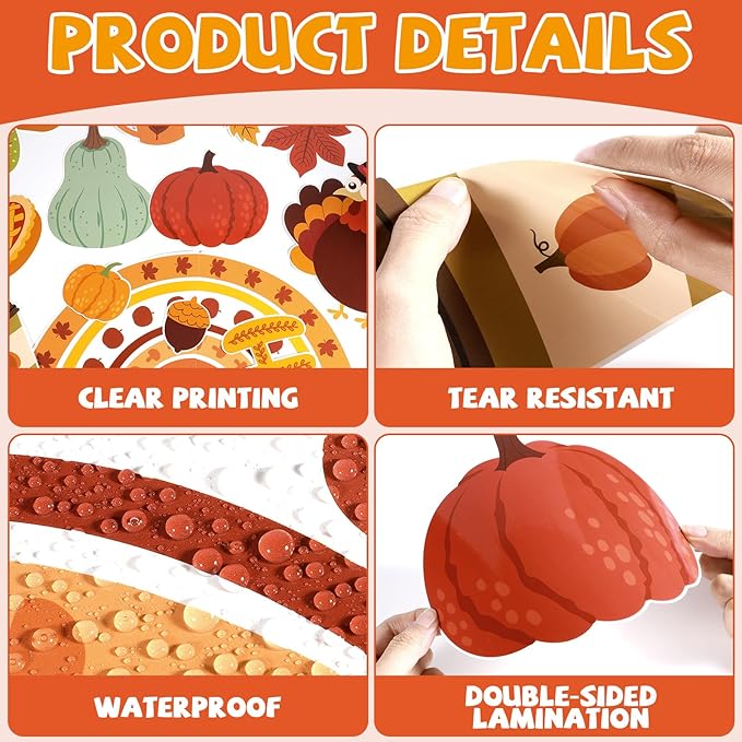 Thanksgiving Turkey Bulletin Board Decorations Pumpkin Maple Leaves Paper Cutouts in Our Thankful Era Bulletin Board Set Fall Party Supplies for Autumn School Chalkboard Wall Window Decoration Favor
