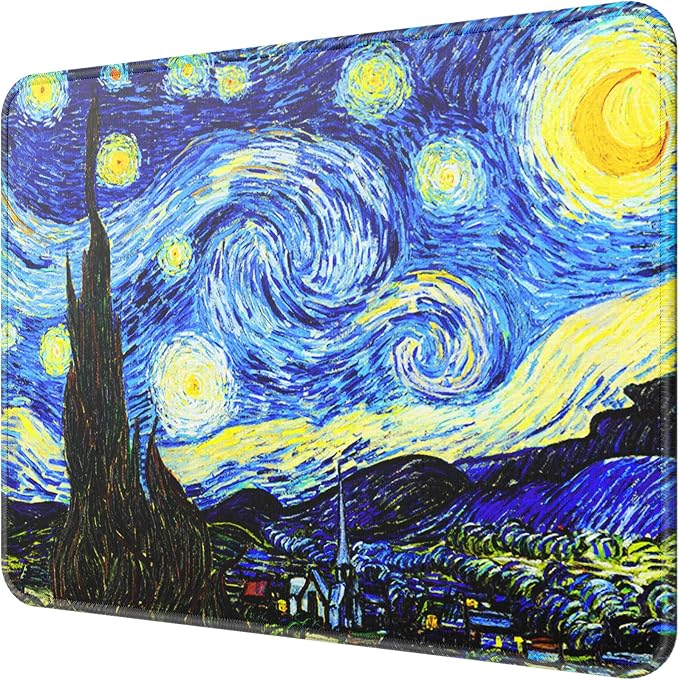 MROCO Essential Office & Gaming Mouse Pad, 8.5 x 11 Inch, Starry Night | Anti-Fray Stitched Edges, Functional and Stylish Pattern Design, Non-Slip Rubber Base, Water and Stain Resistant Protection