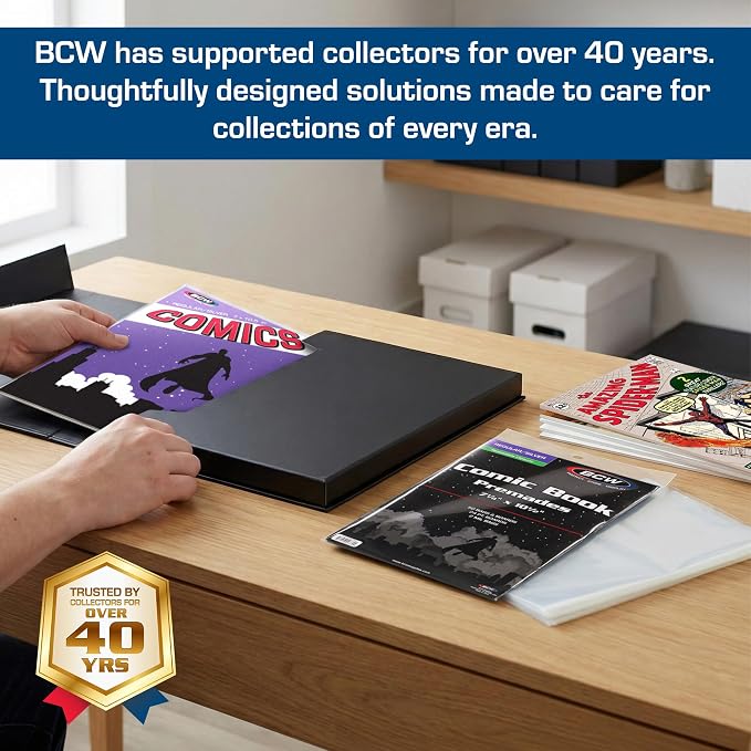 BCW Comic Book StorFolio Kit – Includes Magnetic Comic StorFolio + 50 Silver Age Premade® Resealable Comic Book Bags and Boards | Comic Book Case, Comic Holder & Silver Age Comic Storage