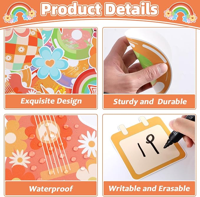 gisgfim Countdown to Summer Classroom Bulletin Board Decorations Set Groovy Hippie End of The Year Cutouts May It's The Final Retro Bulletin Board for Classroom Home Wall Decor Supplies
