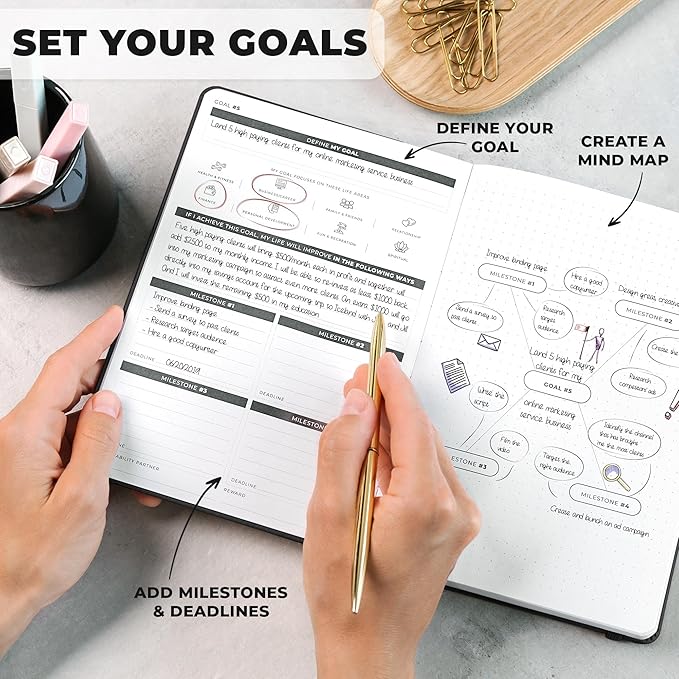 Clever Fox Ultimate Achiever’s Goal Planner - Focus & Productivity 90 Day Journal. Undated Daily Weekly Monthly Planner Organizer & Hourly Schedule Notebook - Hardcover, A5 Size, Onyx Black