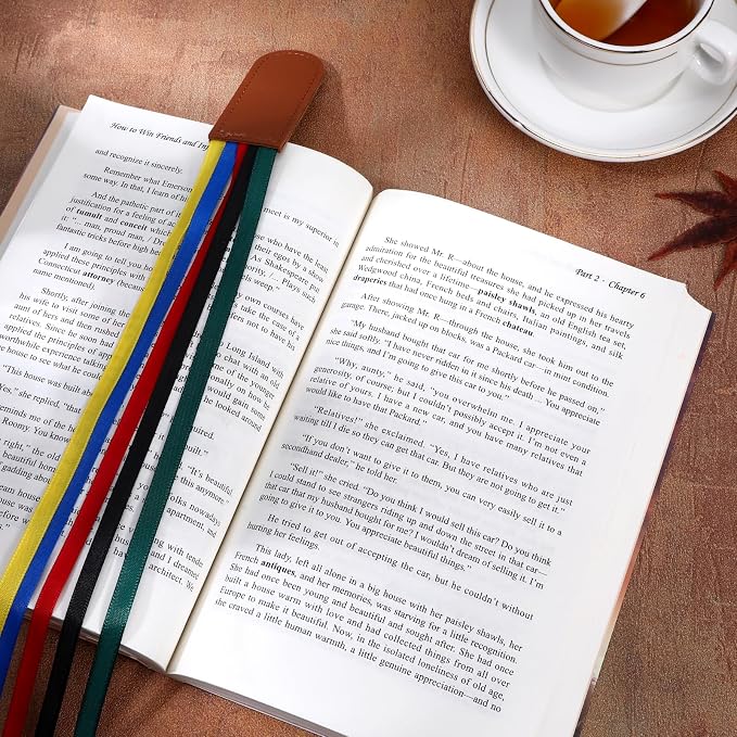 2Pcs Bible Ribbons Bookmarks, Christian Bookmarks Tassels, Artificial Leather Book Marks with Colorful Ribbon, Book Accessories for Reader Easter Gift, Bible Accessories Women (Brown+Black)