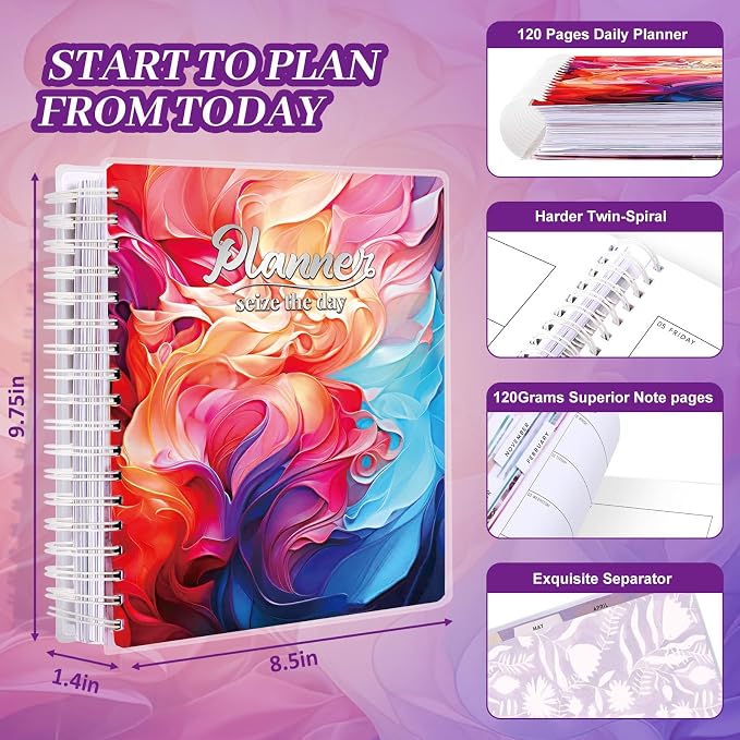 Planner 2026-2027, 18 Months Large Academic Daily Weekly Monthly Planner Organizer, July. 2026 - Dec. 2027, 8.5x9.8" Agenda with Page Tabs, Separator Page, Pocket Folder, Bookmark, Stickers & Sticky Note Set
