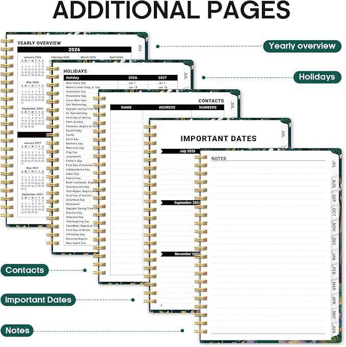 Planner 2026–2027, Academic Year Monthly & Weekly Calendar Book, Jul 2026–Jun 2027, Hardcover Organizer with Tabs, Student & Teacher Planner, 6.3" x 8.5", Forest Pathway