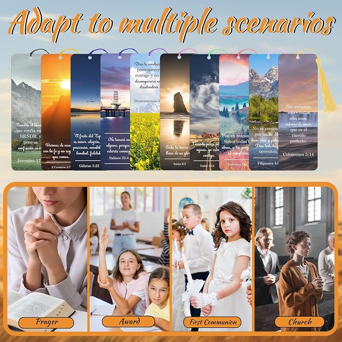 Skyygemm 120 Pack Separadores De Biblia En Espanol La Biblia En Espanol Spanish Christian Verses Bookmarks Books with Tassels Inspirational Church Supplies for Women Student School Church Study Group
