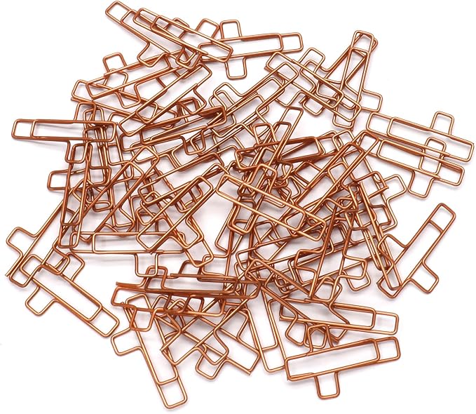 50Pcs Rose Gold Cross Paper Clips, Versatile Bible Paper Clips Journaling Paper Clip, Great Bookmarks for Bible Study Supplies/Christian Office and Home