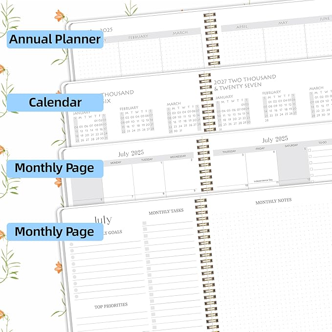 Monthly Planner 2025-2027, July 2025 - June 2027, 7" x 9", 2 Year Calendar 2025-2027 Monthly Planner, 24 month Calendar Perfect for School & Office
