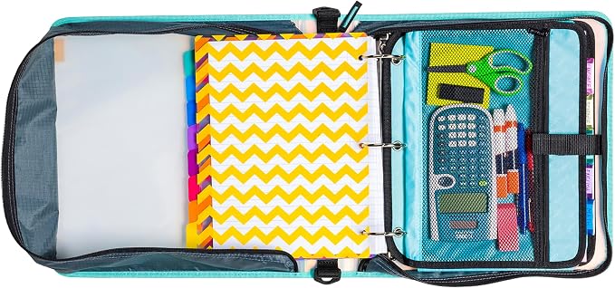 Case-it Iridescent Go Tab Zipper, 2" O-Ring with Removeable 5-Color tabbes, Expanding File Folder and Shoulder Strap and Handle, PS-440-VC-C, Pack of 6