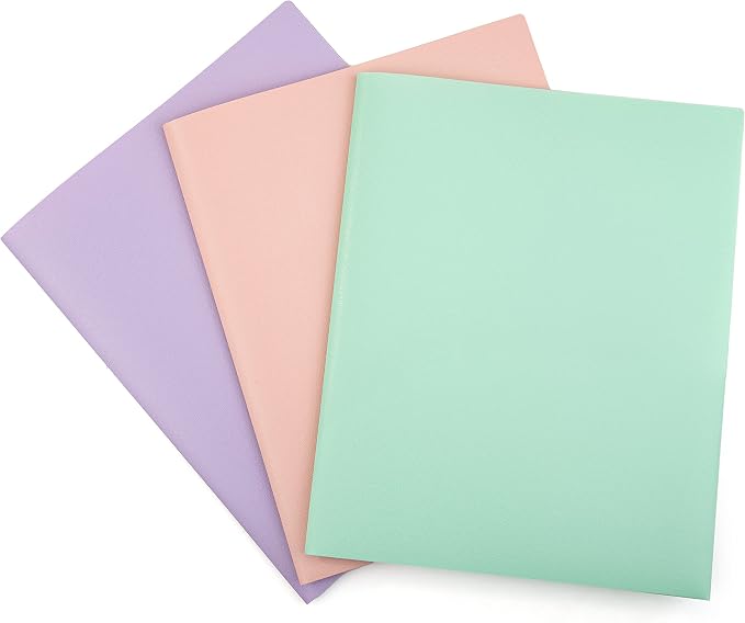 Mintra Poly Pocket Folders 3pk - Heavy Duty (Salmon/Sage Green/Lavender)