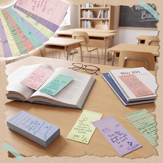 Gersoniel 200 Pcs Vintage Library Paper Bookmarks Motivational Quotes Aesthetic Bookmarks Bulk Library Card Paper Bookmark Forfor Women Girls Students Book Lovers School Reading Bookish Gift