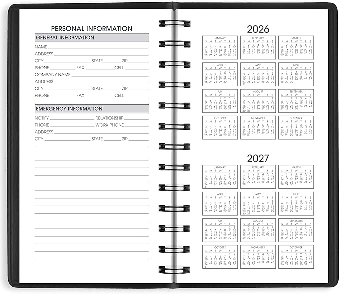 AT-A-GLANCE 2026 Planner, Weekly, 2-1/2" x 4-1/2", Pocket Size, Black (700350526)