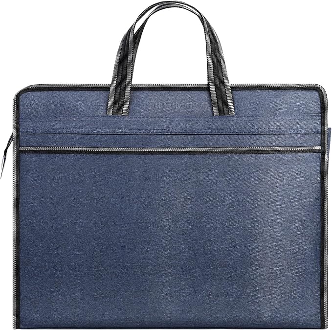 Oxford Zippered Document Bag with Handle File Tote Bag Pouch for Carrying Paper Files Books Filing Folder 1 Pack (H-Blue)