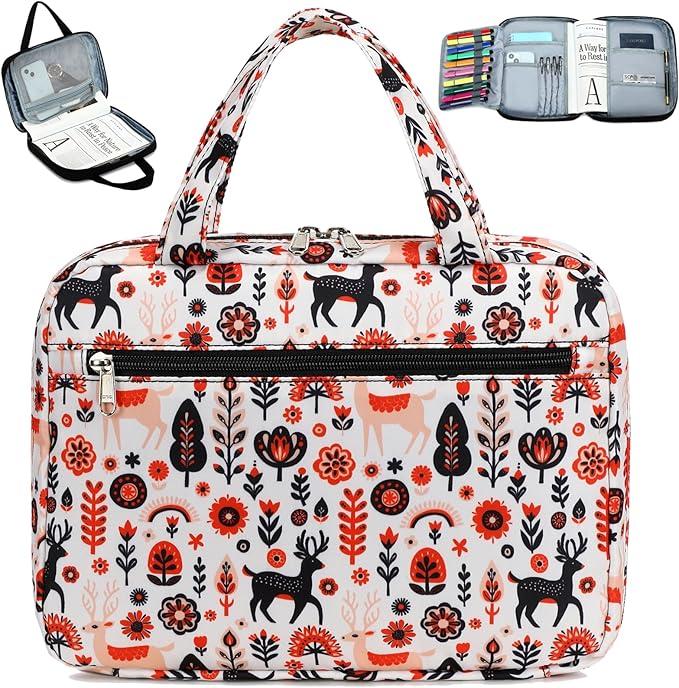 Octsky Bible Cover Case for Women Bible Organizer Book Carrying Bag for Medium and Large Bibles, Deer