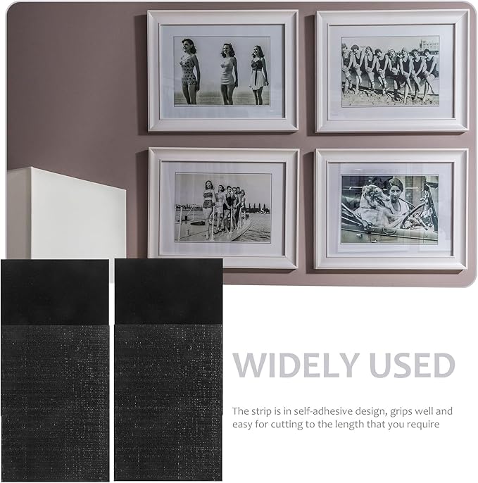 OSALADI Self-Adhesive Hook and Loop Tape Strips, Double-Sided Black Sticky Adhesive, 12 Pairs 11x15cm, Heavy Duty Carpet Fastener for Home, Office, and Vehicle Use
