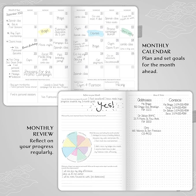 Legend Planner – Undated Weekly & Monthly Life Planner to Hit Your Goals & Live Happier, Organizer Notebook & Productivity Journal, A5 (White, Gold)