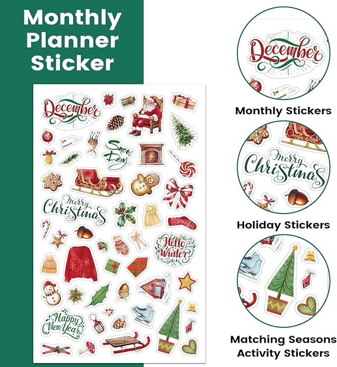 Planner Stickers - Calendar Stickers for Celebration and Decoration, 12 Monthly Festival Theme Sticker for Adults Planner, for Festival Events, Daily Tasks(14 Sheets, 1500+ Sticker Per Pack)