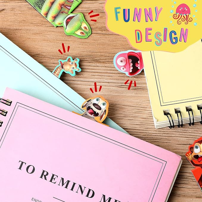 Sepamoon 24 Pcs Magnetic Bookmarks Bulk Magnetic Page Clips Cute Magnet Page for Valentines Markers Funny Animal Bookmarks Book Lovers Gifts for Reading Party Favor Students Teachers (Animal Style)